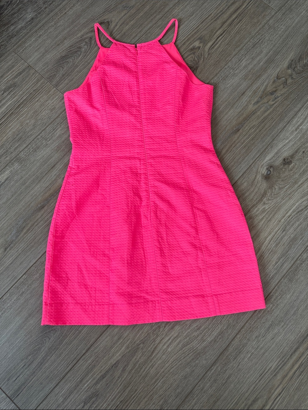 Lilly Pulitzer Hot Pink Sleeveless Dress with Cream Floral Trim - Picture 3 of 3